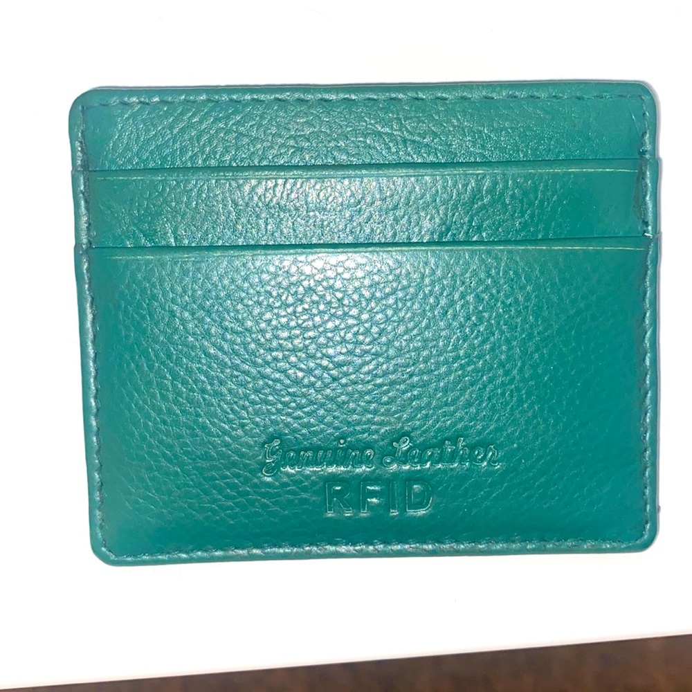 Green Leather Wallet Slim Wallet Cardholder